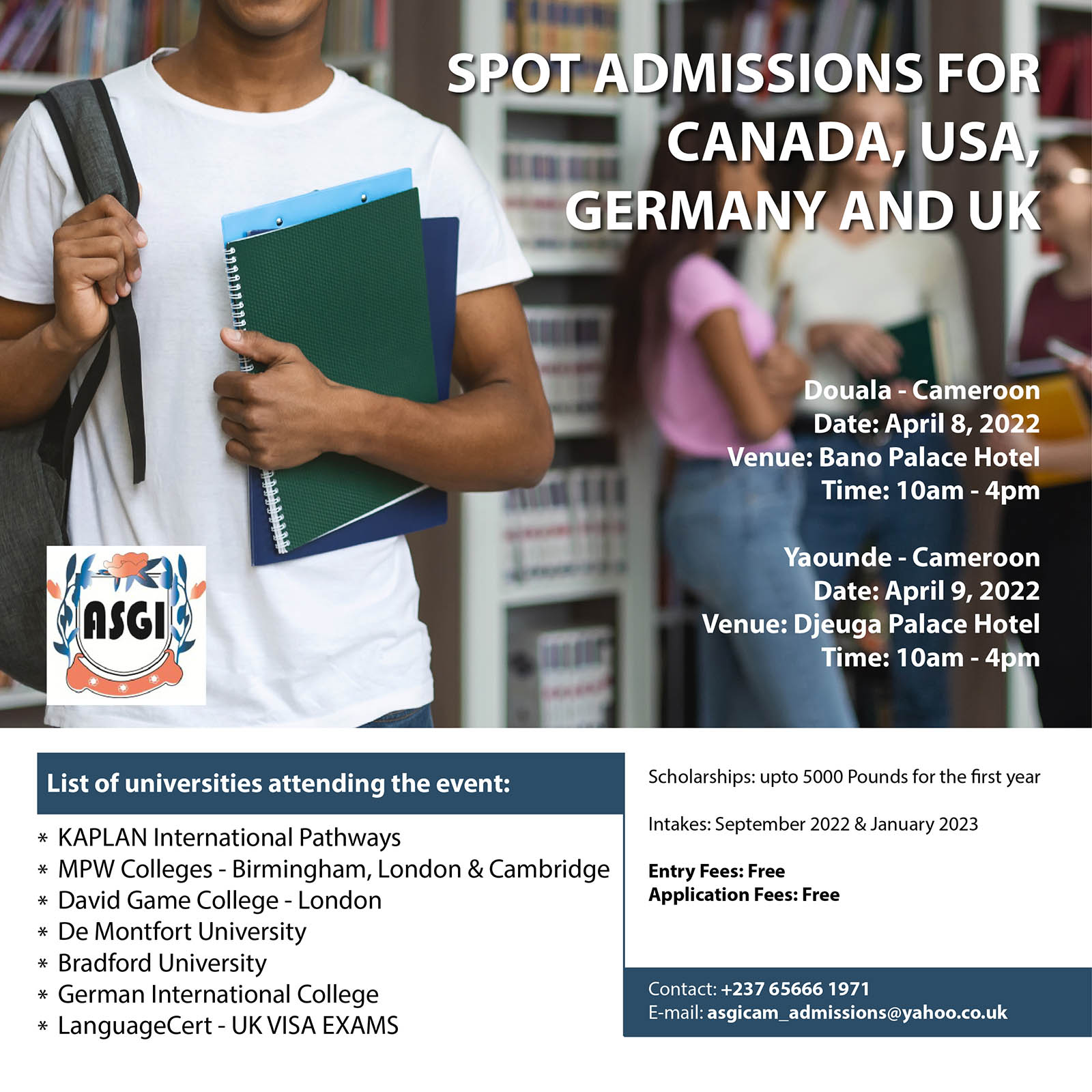 Spots admission for Canada, USA, Germany & UK